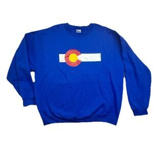 COLORADO Sweatshirt Unisex XL Gildan State Flag Logo Blue Pullover